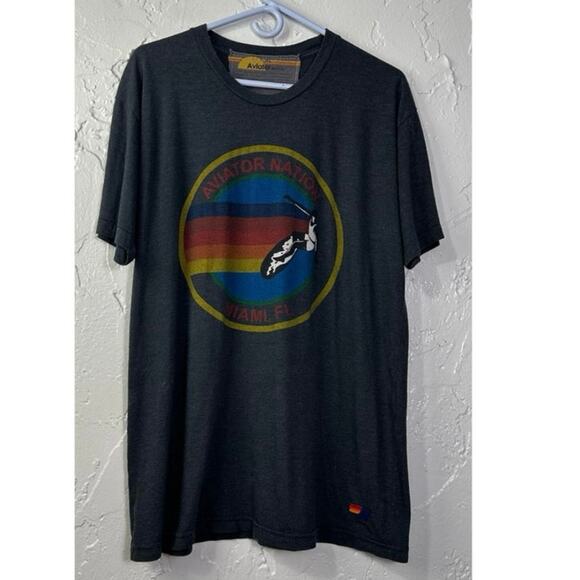 Aviator Nation Charcoal Unisex Tee Shirt Miami FL Surfer Size XL - Picture 1 of 7